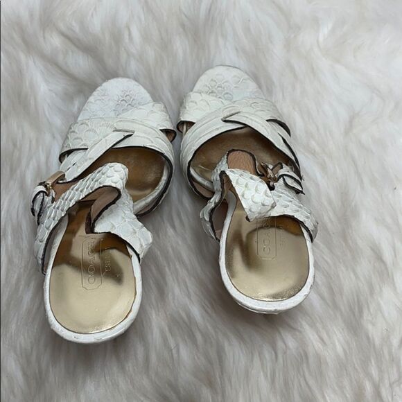 Coach Dani White Python Platform Sandals Sz 5 - Picture 3 of 6
